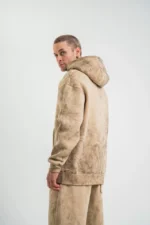 Unisex Double Oversize Kapşonlu Yıkamalı SweatShirt - Bej - Görsel 2