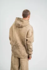 Unisex Double Oversize Kapşonlu Yıkamalı SweatShirt - Bej - Görsel 4