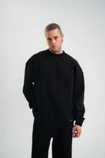 Uzun Kol Bisiklet Yaka Basic SweatShirt - Siyah - Görsel 2