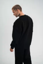 Uzun Kol Bisiklet Yaka Basic SweatShirt - Siyah - Görsel 3
