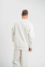 Uzun Kol Bisiklet Yaka Basic SweatShirt - Beyaz - Görsel 4