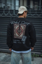 Uzun Kol Bisiklet Yaka Baskılı SweatShirt - Siyah - Görsel 3