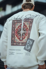 Uzun Kol Bisiklet Yaka Baskılı SweatShirt - Beyaz - Görsel 3