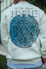 Üç İplik Bisiklet Yaka Baskılı SweatShirt - Beyaz - Görsel 3
