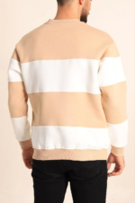 Parçalı Bisiklet Yaka Baskılı SweatShirt - Bej - Görsel 2