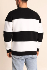 Parçalı Bisiklet Yaka Baskılı SweatShirt - Siyah - Görsel 2