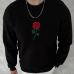 Unisex Bisiklet Yaka Ön Ve Arka Baskılı SweatShirt - Siyah