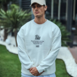 Kışlık Bisiklet Yaka Ön Ve Arka Baskılı SweatShirt - Beyaz