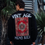 Oversize Bisiklet Yaka Üç İplik Baskılı SweatShirt - Siyah