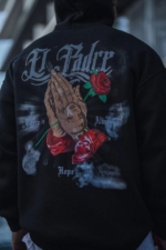 Üç İplik Penye Kapşonlu Baskılı SweatShirt - Siyah - Görsel 2