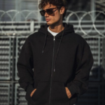 Oversize Tam Fermuarlı Uzun Kol Hırka - Siyah