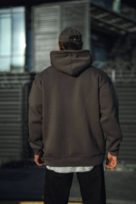 Üç İplik Penye Kapşonlu Basic SweatShirt - Antrasit - Görsel 2