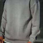 Kışlık Bisiklet Yaka Üç İplik Basic SweatShirt - Boyalı Gri