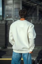 Kışlık Bisiklet Yaka Üç İplik Basic SweatShirt - Beyaz - Görsel 3