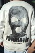 Kışlık Bisiklet Yaka Baskılı SweatShirt - Beyaz - Görsel 2