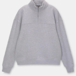 Oversize Yarım Farmuarlı Yakalı Basic SweatShirt - Gri