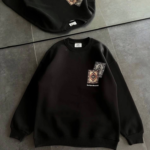 Bisiklet Yaka Baskılı SweatShirt - Siyah