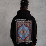 Erkek Kilim Desen Kapüşonlu - Siyah