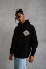 Erkek Kilim Desen Kapüşonlu - Siyah - Görsel 3