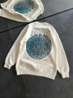Üç İplik Bisiklet Yaka Baskılı SweatShirt - Beyaz - Görsel 4