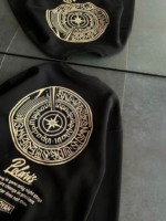 Kışlık Bisiklet Yaka Ön Ve Arka Baskılı SweatShirt - Siyah - Görsel 4