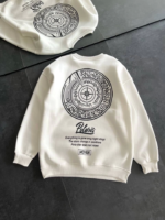Kışlık Bisiklet Yaka Ön Ve Arka Baskılı SweatShirt - Beyaz - Görsel 2