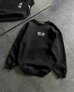 Bisiklet Yaka Üç İplik Baskılı Oversize SweatShirt - Siyah - Görsel 2