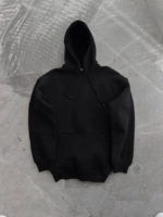 Kapşonlu Üç İplik Penye Basic SweatShirt - Siyah - Görsel 2