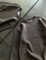 Kışlık Bisiklet Yaka Üç İplik Basic SweatShirt - Füme - Görsel 2