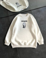 Kışlık Bisiklet Yaka Baskılı SweatShirt - Beyaz - Görsel 2