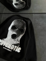 Kışlık Bisiklet Yaka Baskılı SweatShirt - Siyah - Görsel 3