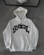 Kışlık Kapşonlu Baskılı Oversize SweatShirt- Beyaz - Görsel 2