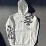 Uzun Kol Kapşonlu Baskılı SweatShirt - Beyaz