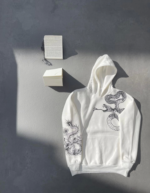 Uzun Kol Kapşonlu Baskılı SweatShirt - Beyaz - Görsel 2