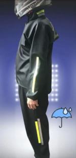 Tam Kalıp Motorcu Kurye Su Gecirmez Yağmurluk Takım - Siyah - Görsel 2