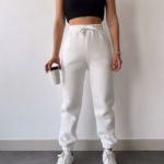 Üç İplik Basic Lastikli Eşofman Pantolon - Beyaz