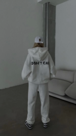 Nakış İşlemeli Üç İplik Sweat Takım- Beyaz - Görsel 2