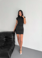 Yarım Bogazlı Kolsuz Mini Boy Elbise - Siyah - Görsel 2