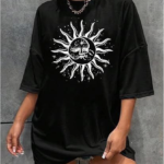 Bisiklet Yaka Baskılı T-shirt - Siyah