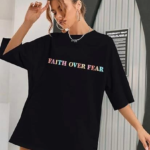 Bisiklet Yaka Baskılı T-shirt - Siyah