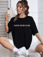 Bisiklet Yaka Baskılı T-shirt - Siyah - Görsel 3