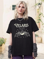 Bisiklet Yaka Baskılı T-shirt - Siyah - Görsel 3