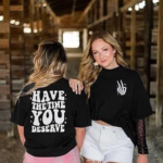 Bisiklet Yaka Kısa Kol Baskılı T-shirt - Siyah