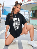 Baskılı T-shirt - Siyah - Görsel 4