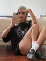 Baskılı Oversize T-shirt - Siyah - Görsel 3