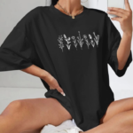 Baskılı Oversize T-shirt - Siyah