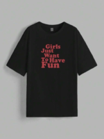 Baskılı Oversize T-shirt - Siyah - Görsel 2