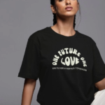 Baskılı Oversize T-shirt - Siyah