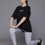 Baskılı Oversize T-shirt - Siyah
