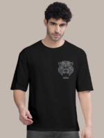 Erkek Baskılı Oversize T-shirt - Siyah - Görsel 2